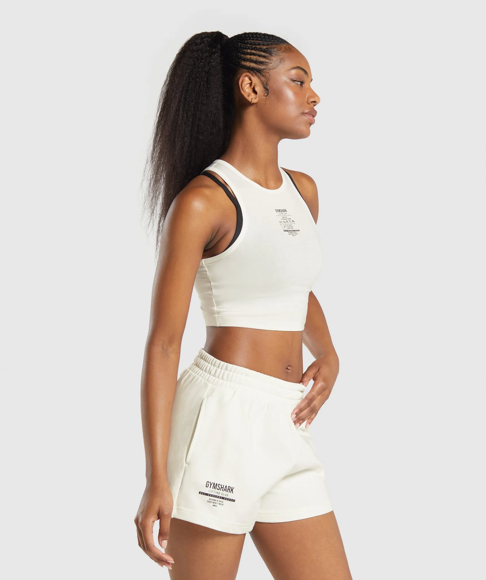 Gymshark Care Label Graphic Cropped Tank - Soft White