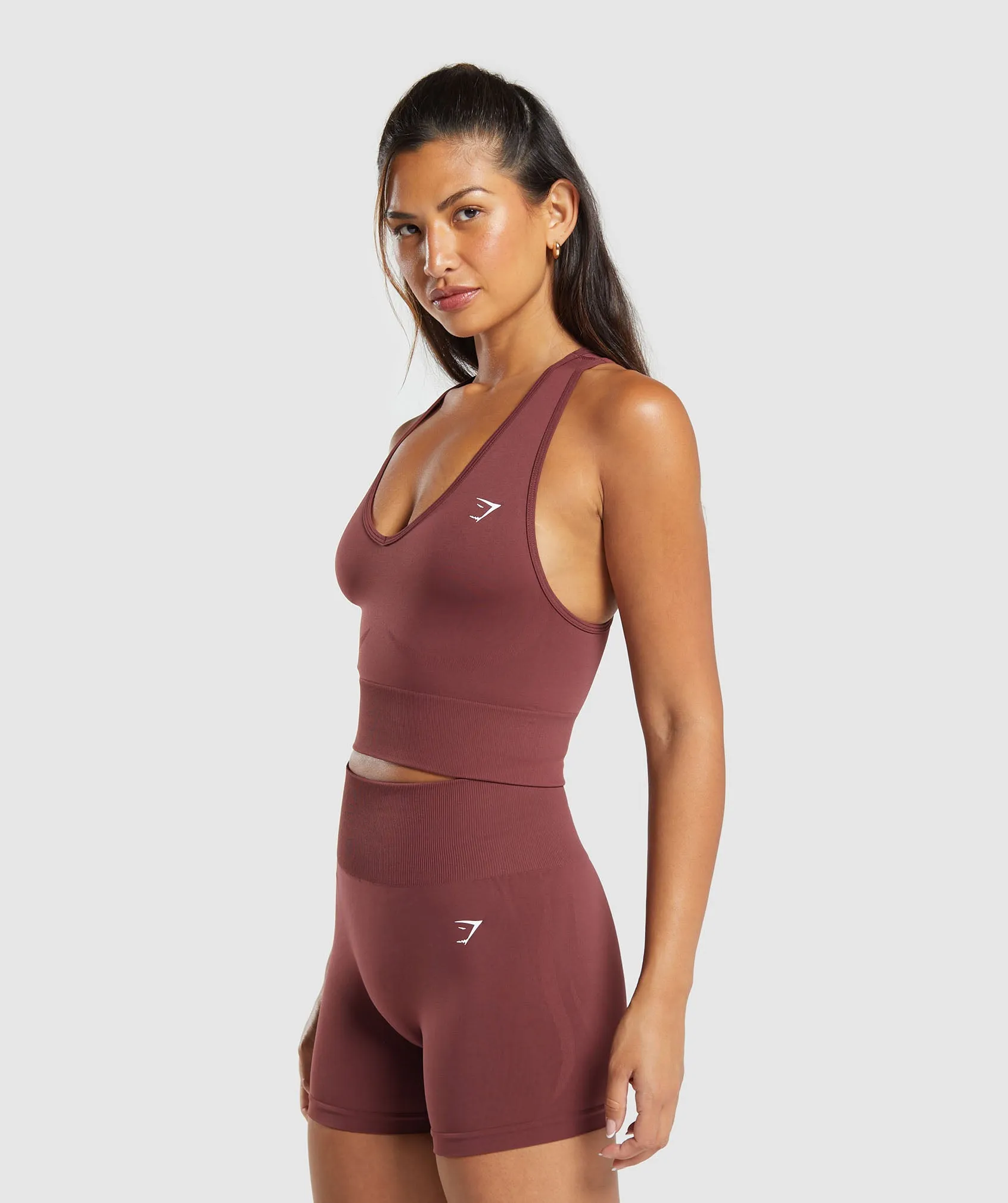 Gymshark Everyday Seamless Crop Tank - Burgundy Brown