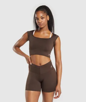 Gymshark Everyday Trend Crop Top - Archive Brown