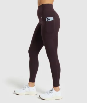 Gymshark Pocket Leggings - Plum Brown