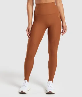 Gymshark Ribbed Leggings - Copper Brown