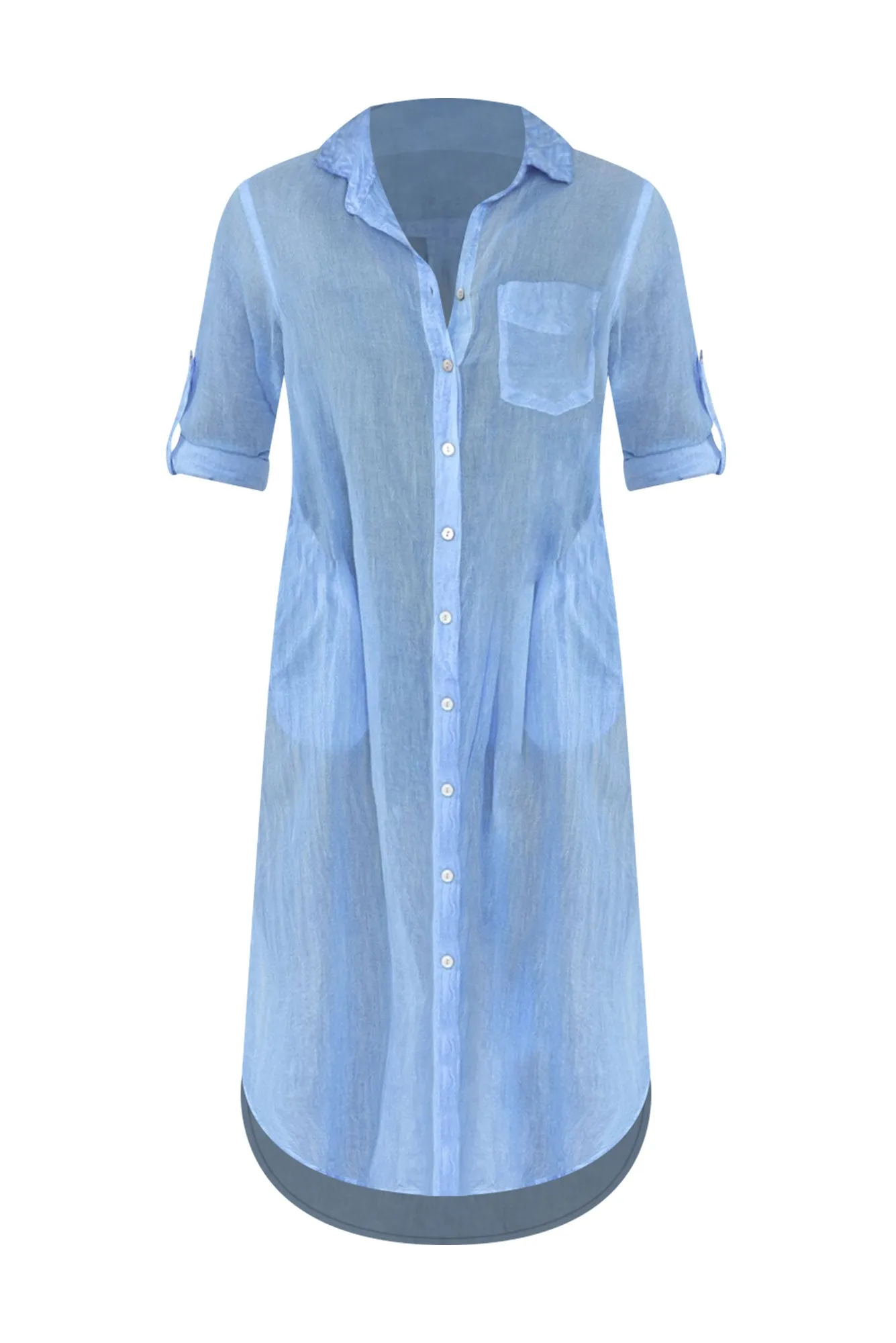 Hailey Blue Cotton Button Kaftan