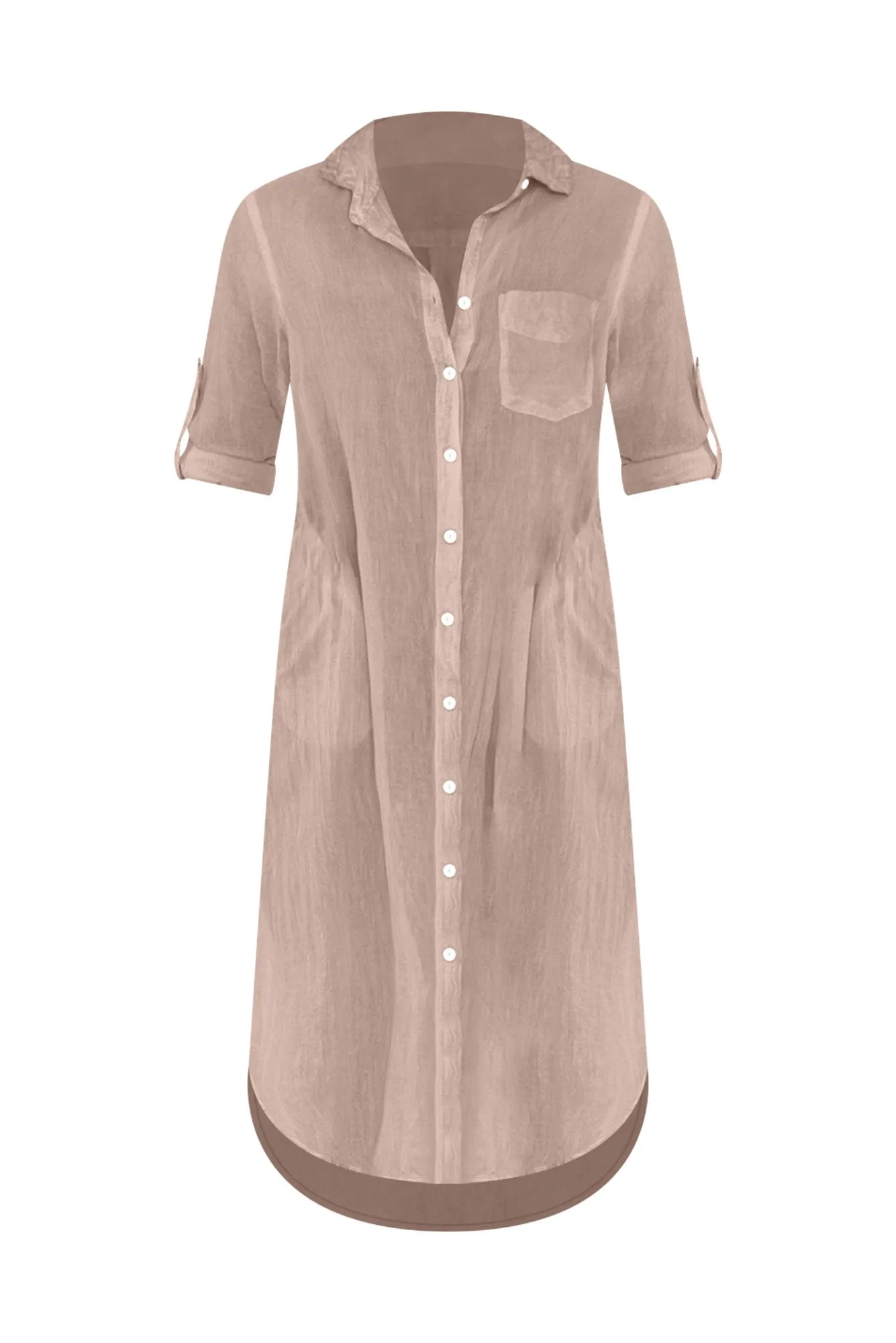 Hailey Taupe Cotton Button Kaftan