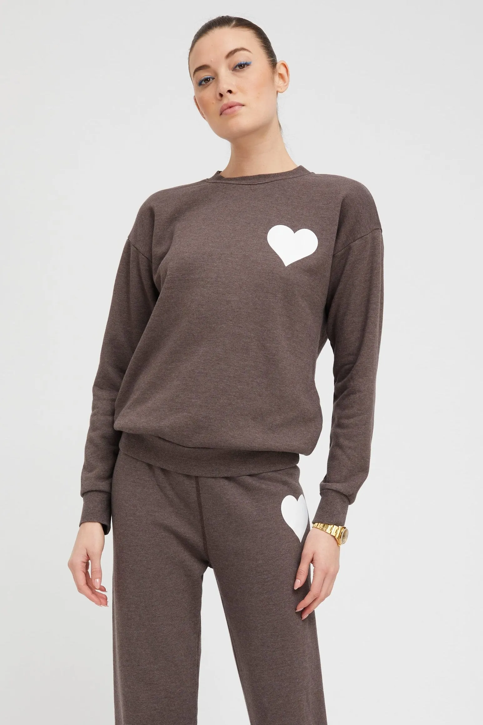 Heather Brown Heart Sweatshirt