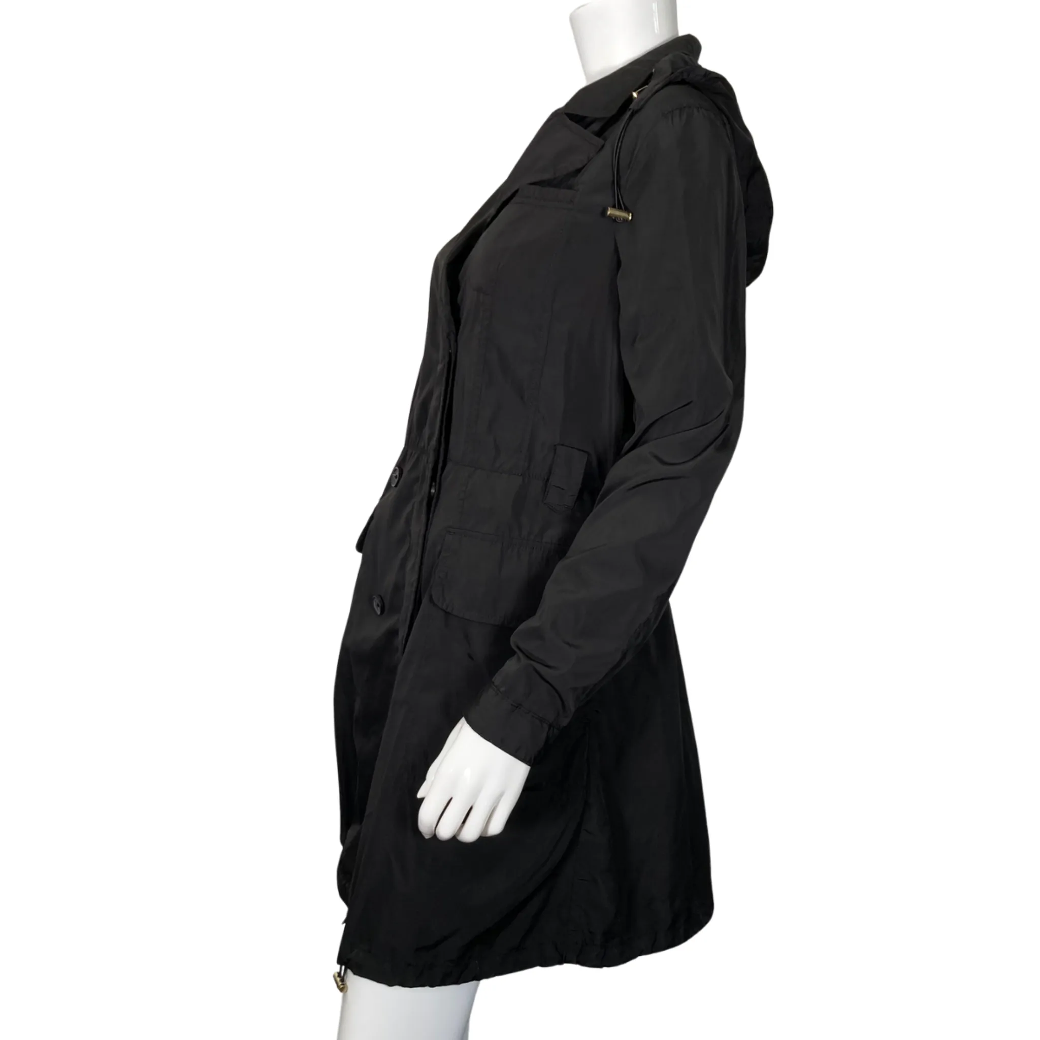 Henri Bendel Black Sleek Trench Raincoat