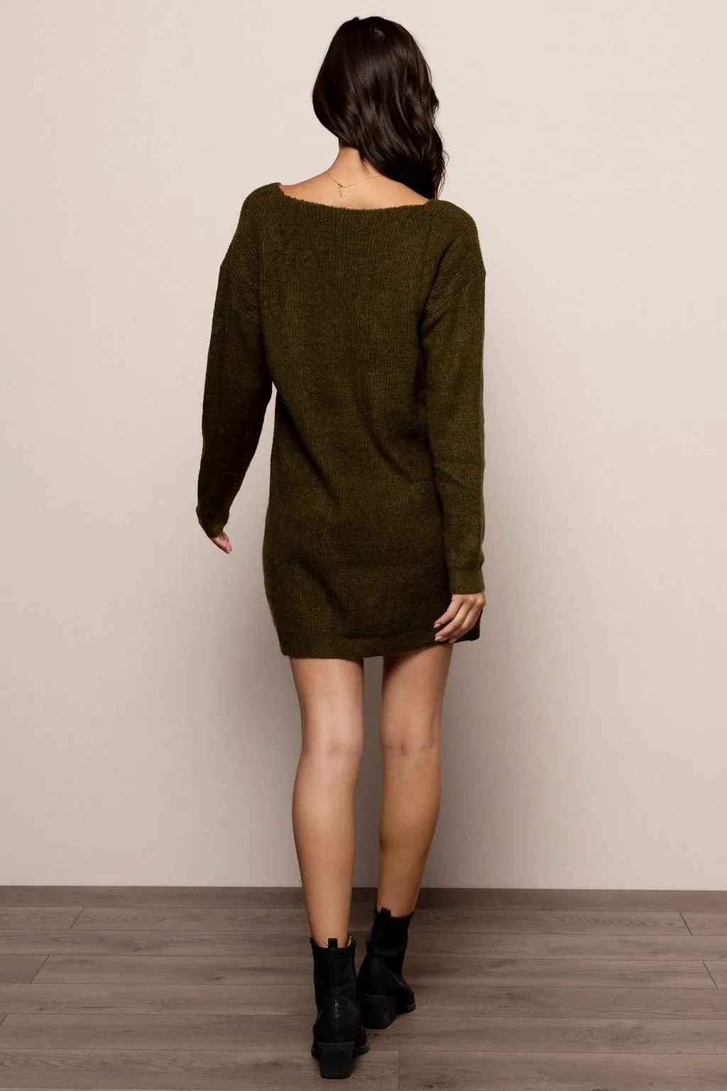 Holly Sweater Dress in Olive