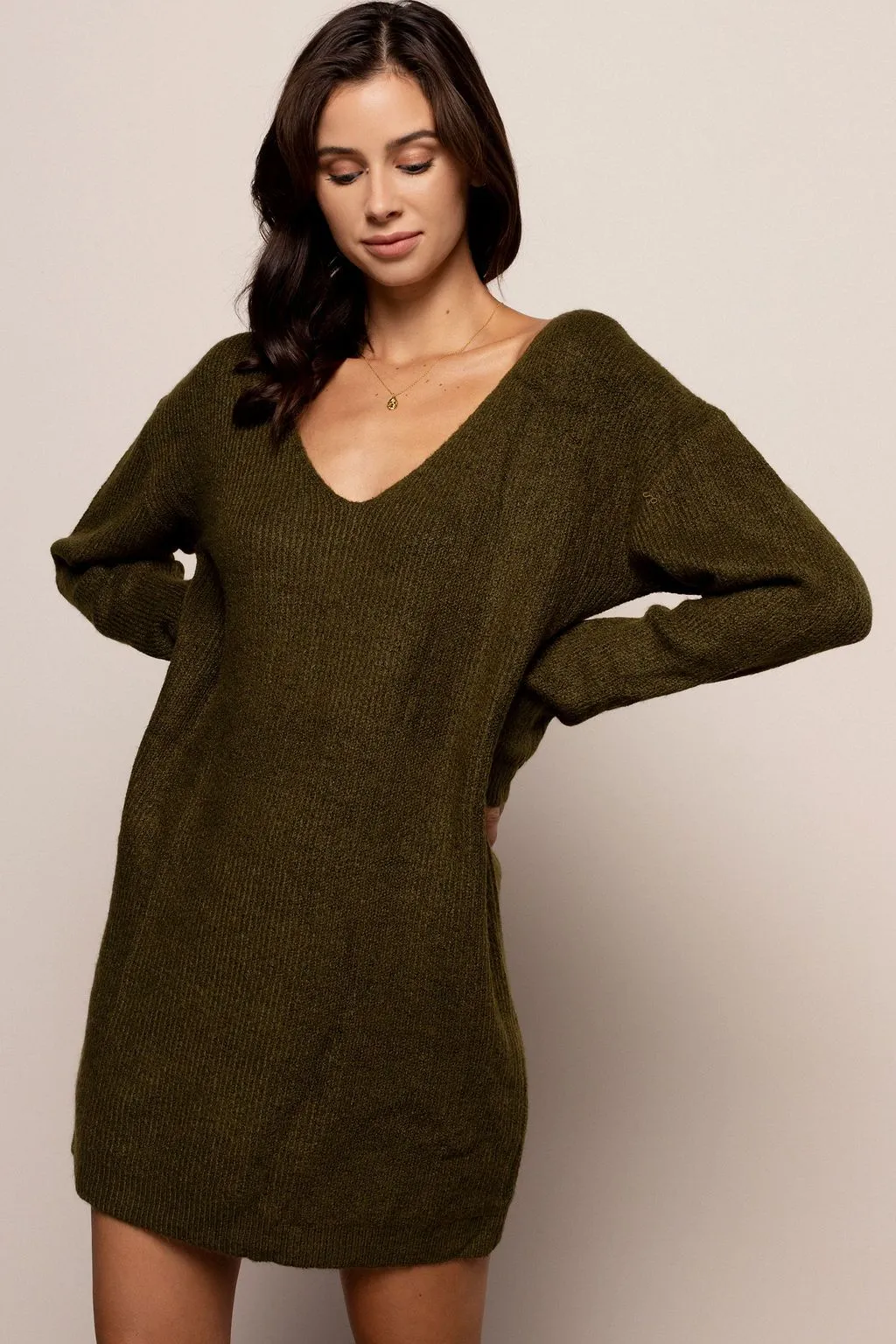 Holly Sweater Dress in Olive