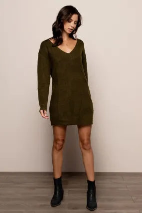 Holly Sweater Dress in Olive