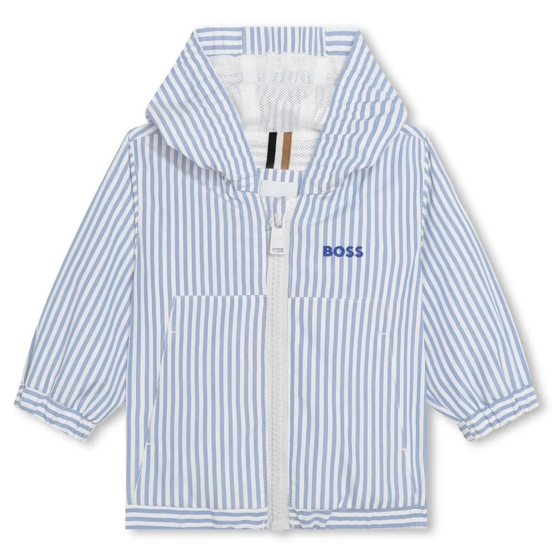 HUGO BOSS - Toddler Stripe Windbreaker Jacket -  White