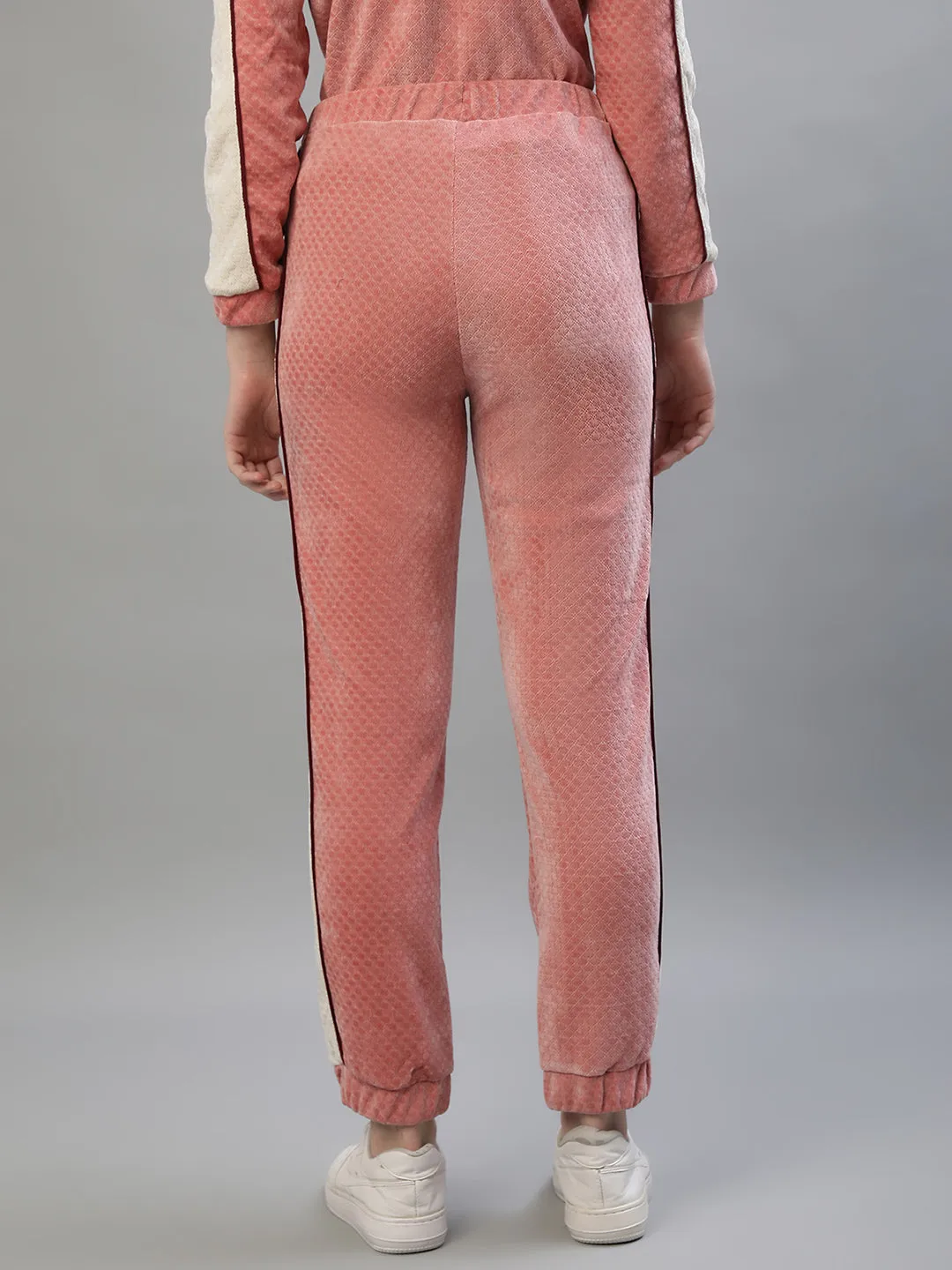 Iconic Women Pink Colorblocked Regular Fit Mid-Rise Trackpant