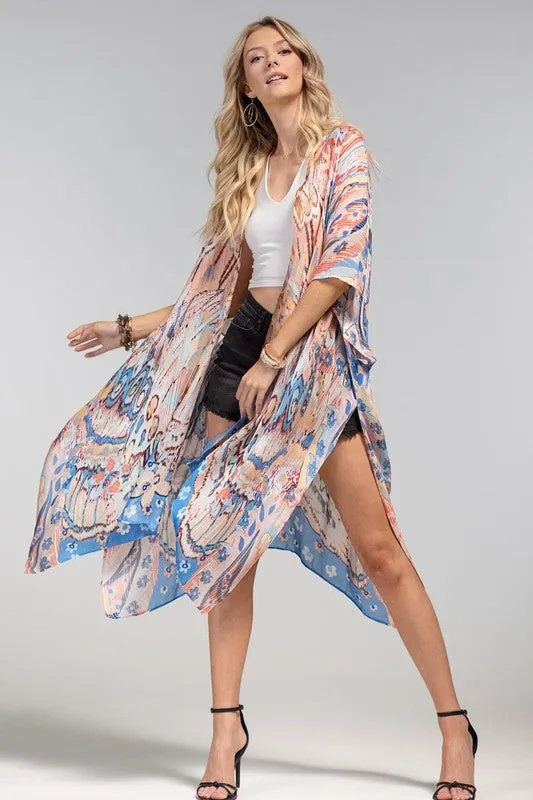 Ikat Print Kimono