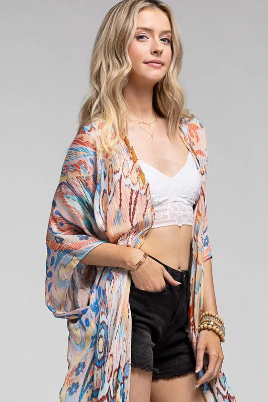 Ikat Print Kimono