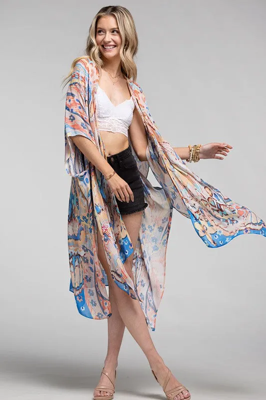 Ikat Print Kimono