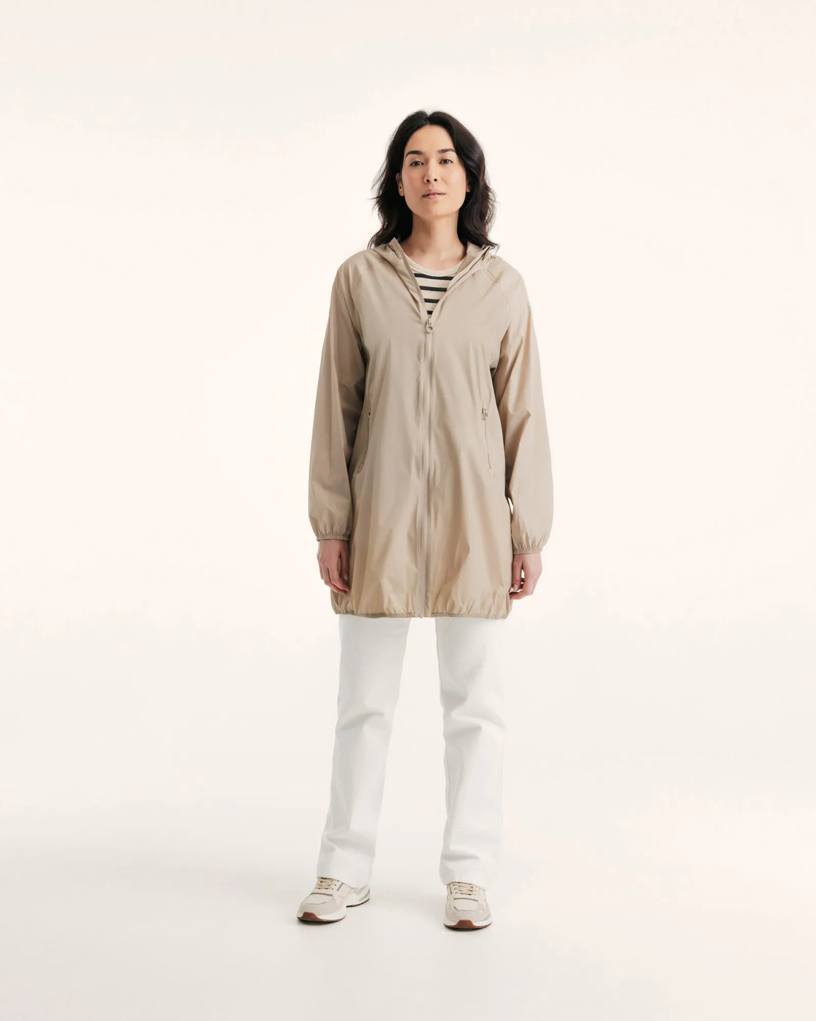 Imperméable long à capuche Beige Glendale