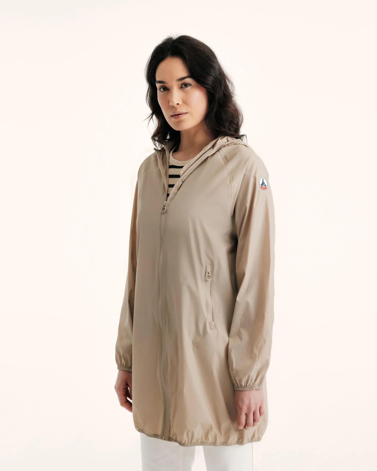 Imperméable long à capuche Beige Glendale