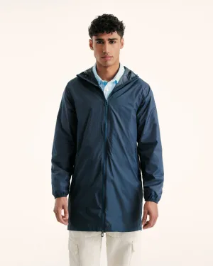 Imperméable long à capuche paquetable Marine Oban