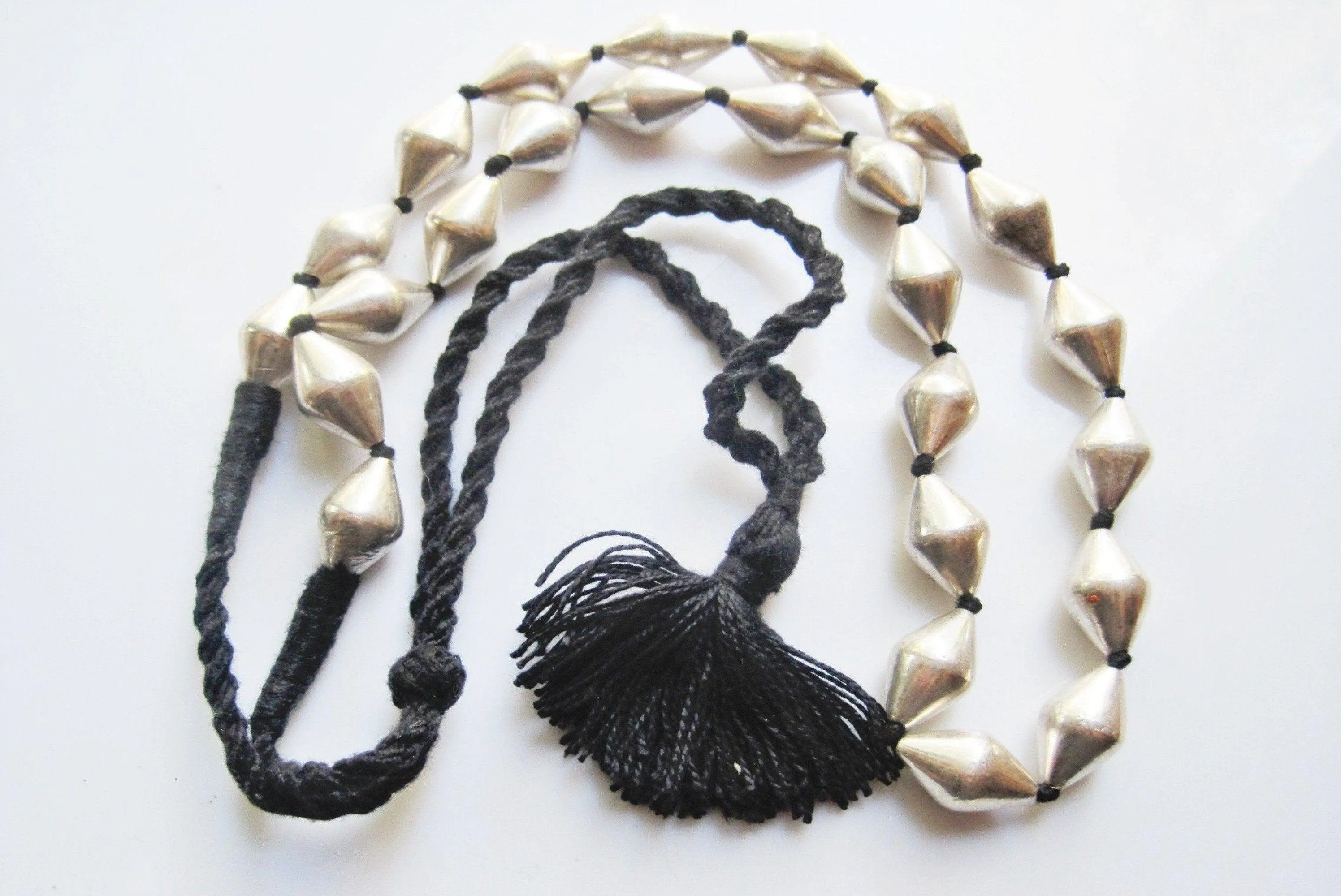 Indian Necklace with Vintage Bicone Silver Beads