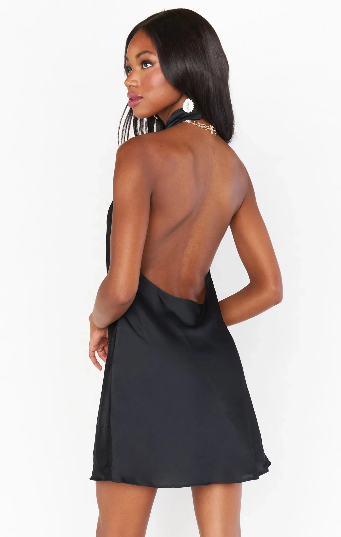 Jasmine Halter Mini Dress- Black