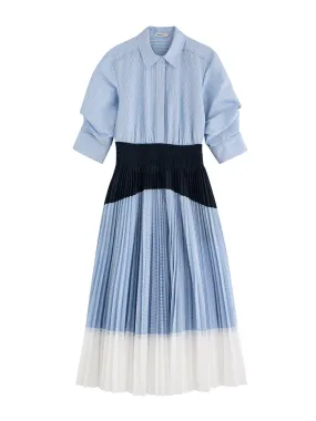 Jenella striped panelled cotton-blend midi dress