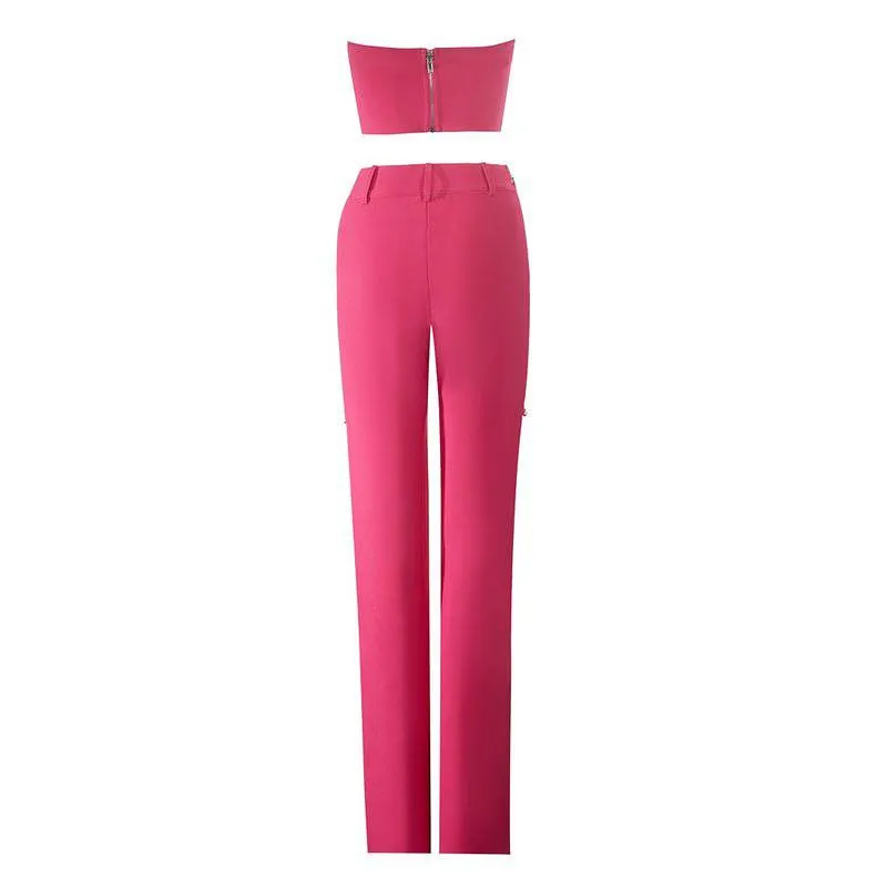 Jennie Crystal Embellished Two-Piece Pants Set