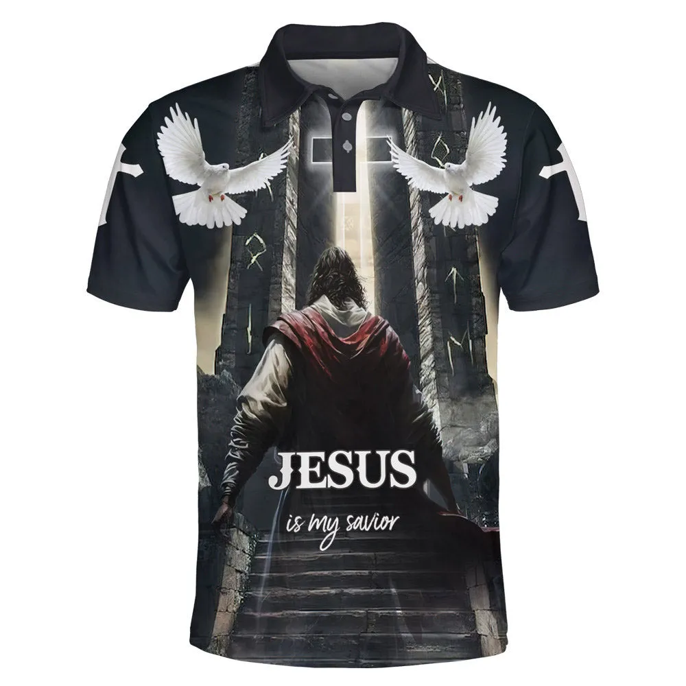 Jesus Is My Savior Christian Cross Dove Polo Shirt - Christian Shirts & Shorts