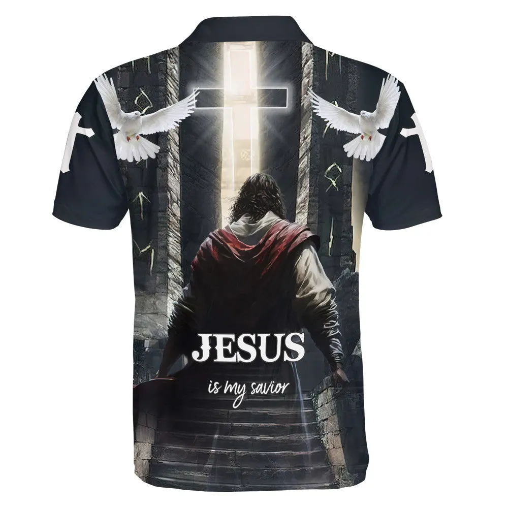 Jesus Is My Savior Christian Cross Dove Polo Shirt - Christian Shirts & Shorts