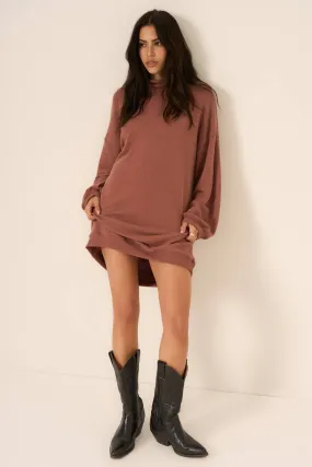 Kai Funnel Neck Cozy Dress - Gingerbread