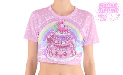 Kawaii Sparkle Cake  Cotton Crop Top [made to order]