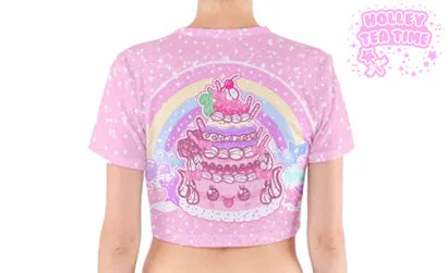 Kawaii Sparkle Cake  Cotton Crop Top [made to order]