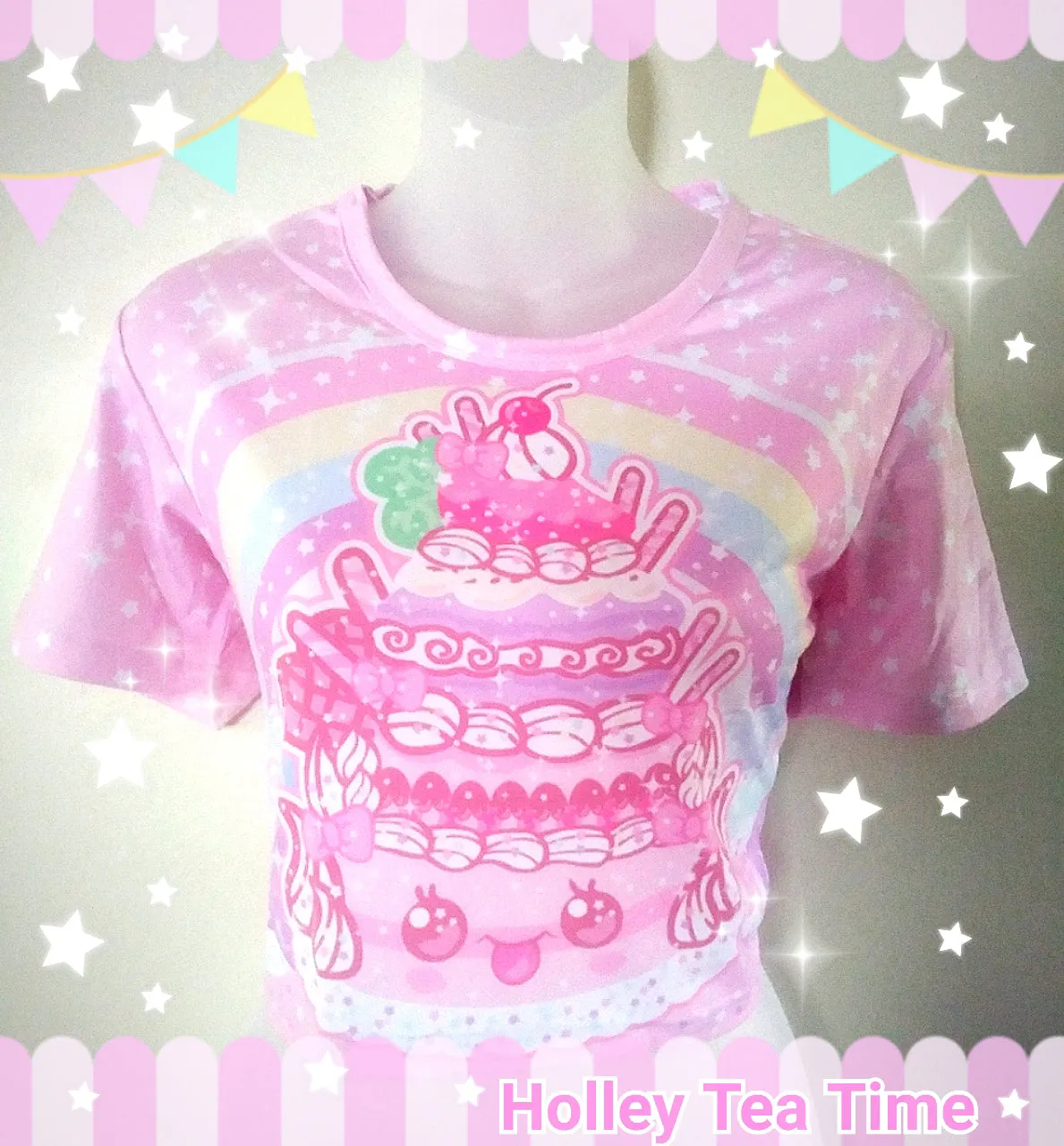 Kawaii Sparkle Cake  Cotton Crop Top [made to order]