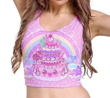 Kawaii Sparkle Cake Crop Top [Made To Order]