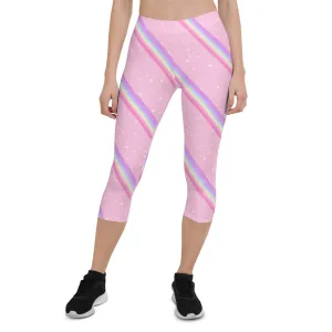 Kawaii Sparkle Cake Rainbow Beam Capri Leggings