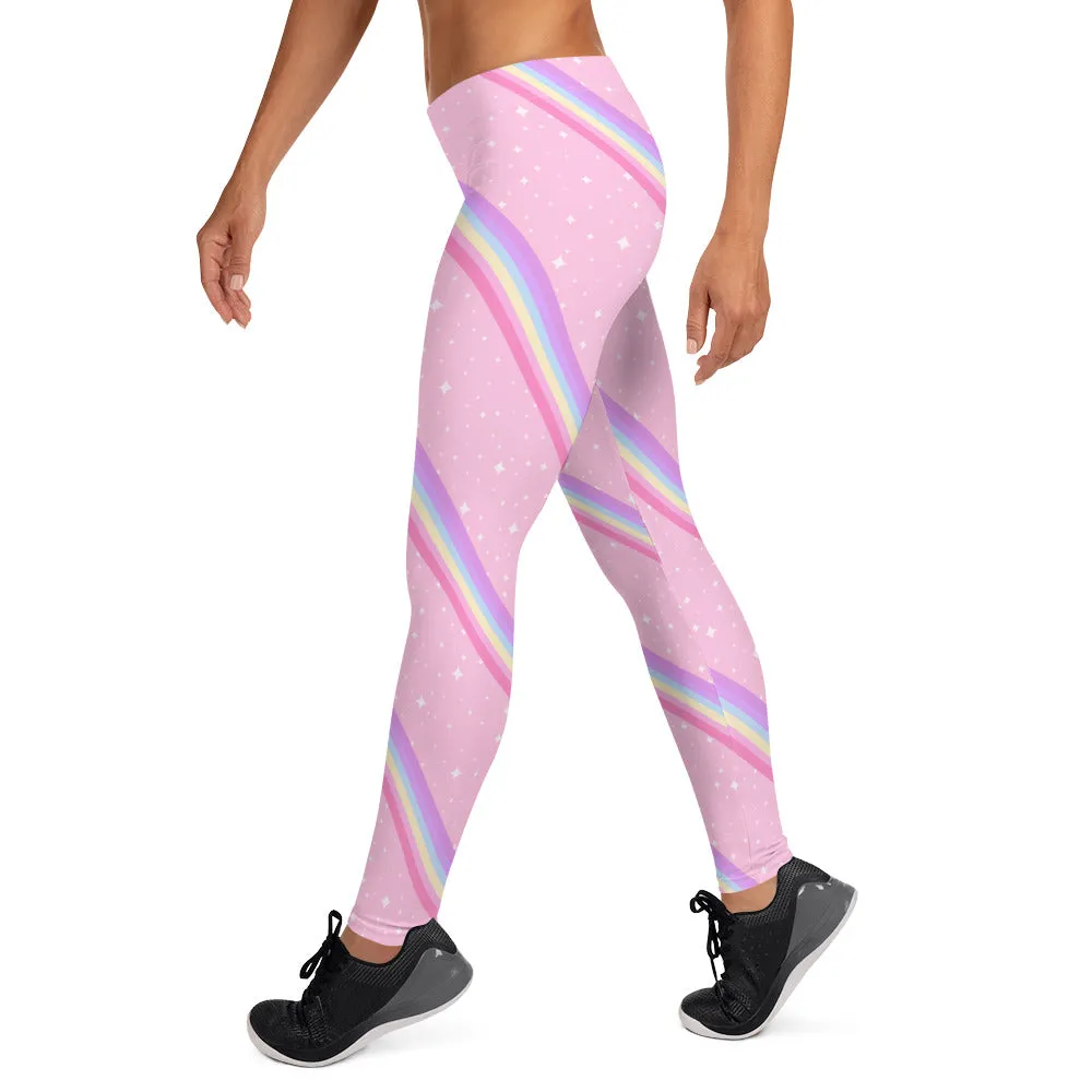 Kawaii Sparkle Cake Rainbow Beam Leggings