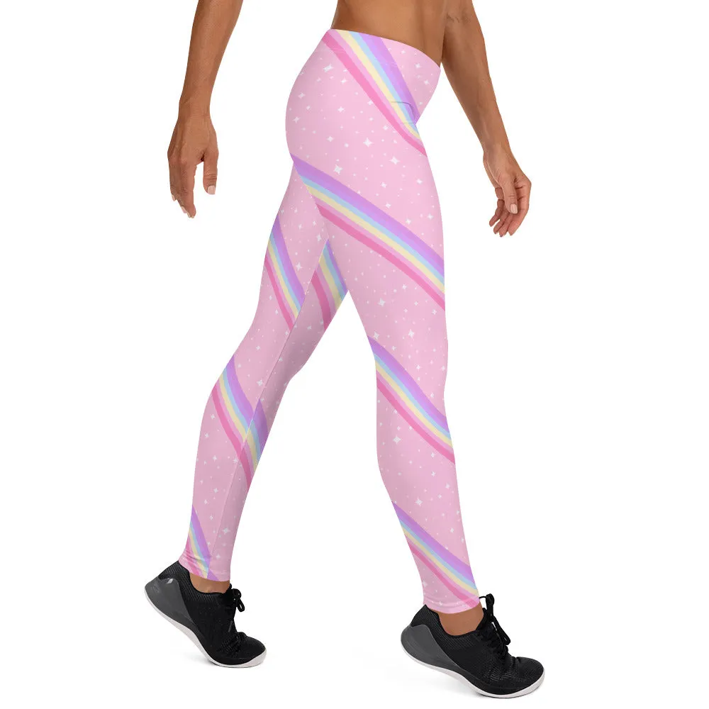 Kawaii Sparkle Cake Rainbow Beam Leggings