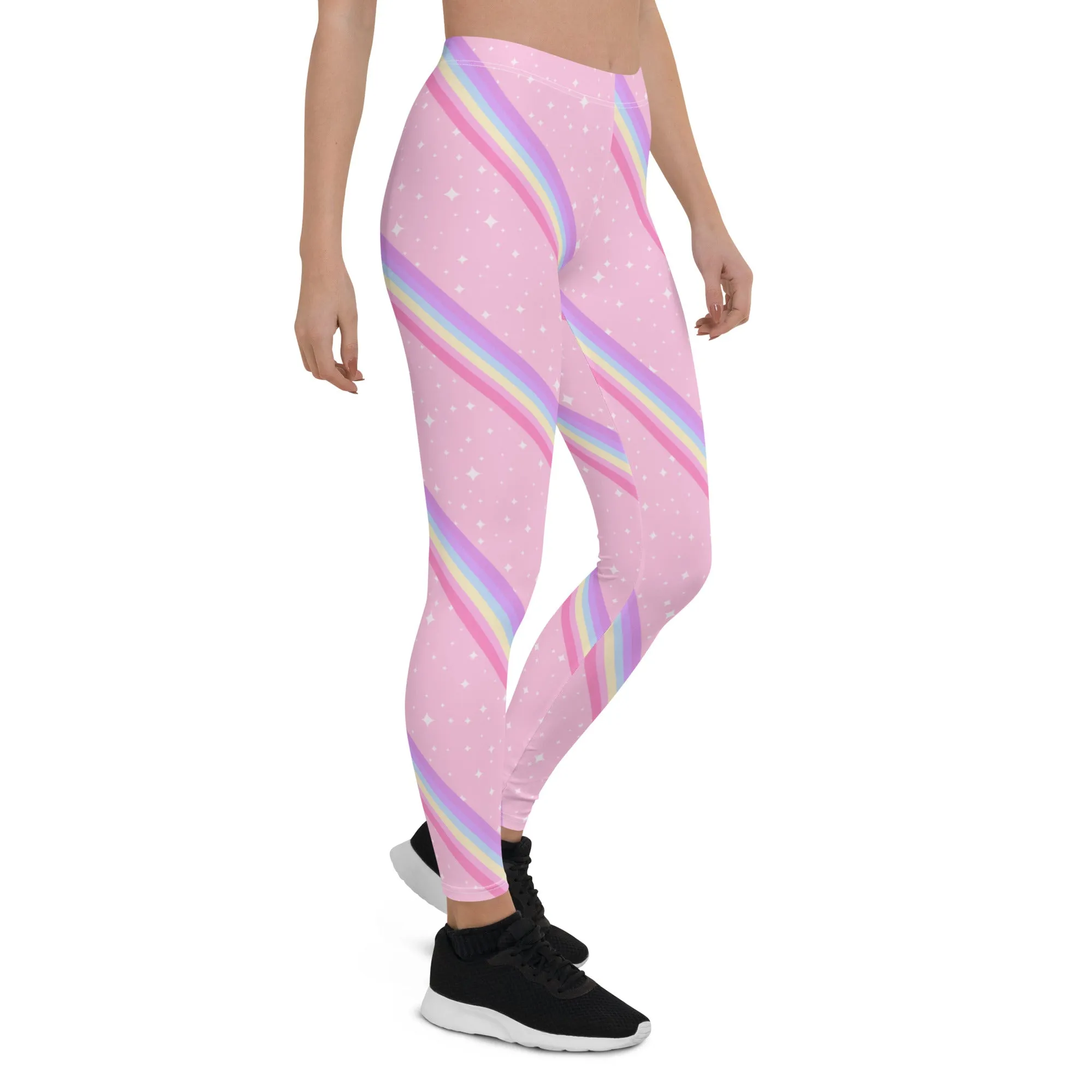 Kawaii Sparkle Cake Rainbow Beam Leggings