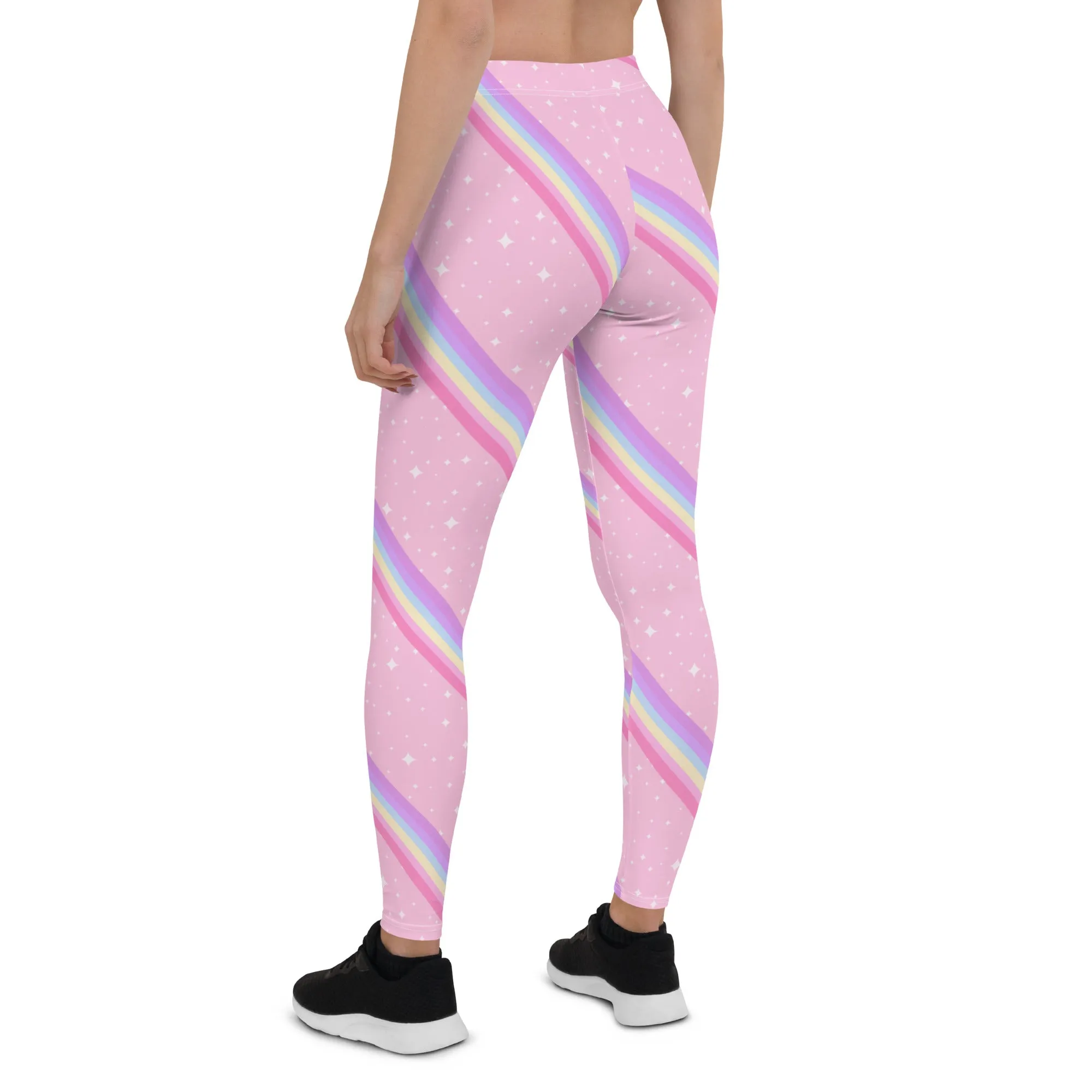 Kawaii Sparkle Cake Rainbow Beam Leggings