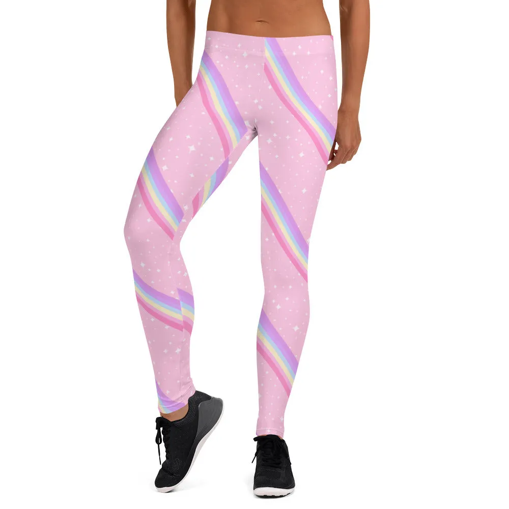 Kawaii Sparkle Cake Rainbow Beam Leggings