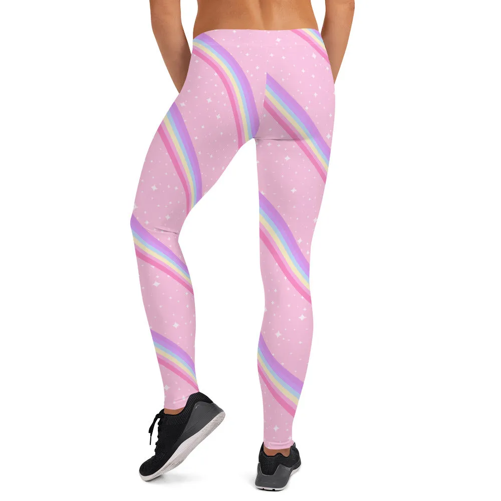 Kawaii Sparkle Cake Rainbow Beam Leggings