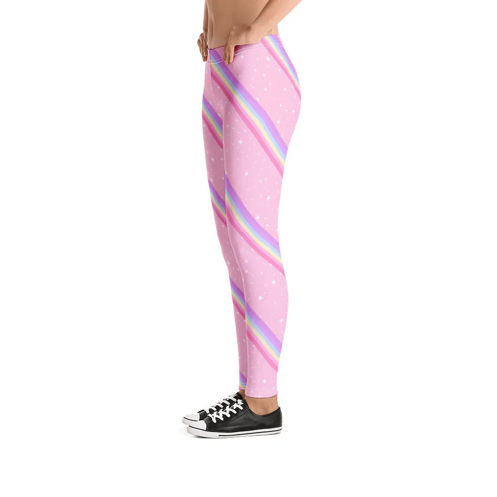 Kawaii Sparkle Cake Rainbow Beam Leggings