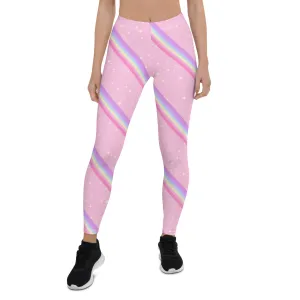 Kawaii Sparkle Cake Rainbow Beam Leggings