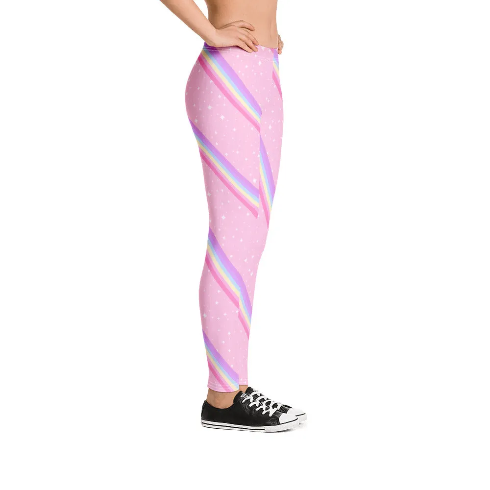 Kawaii Sparkle Cake Rainbow Beam Leggings