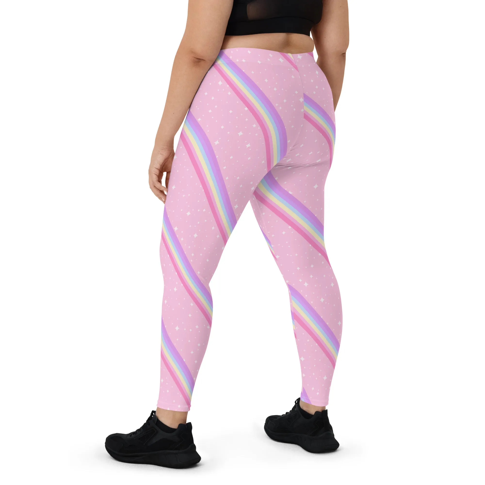 Kawaii Sparkle Cake Rainbow Beam Leggings