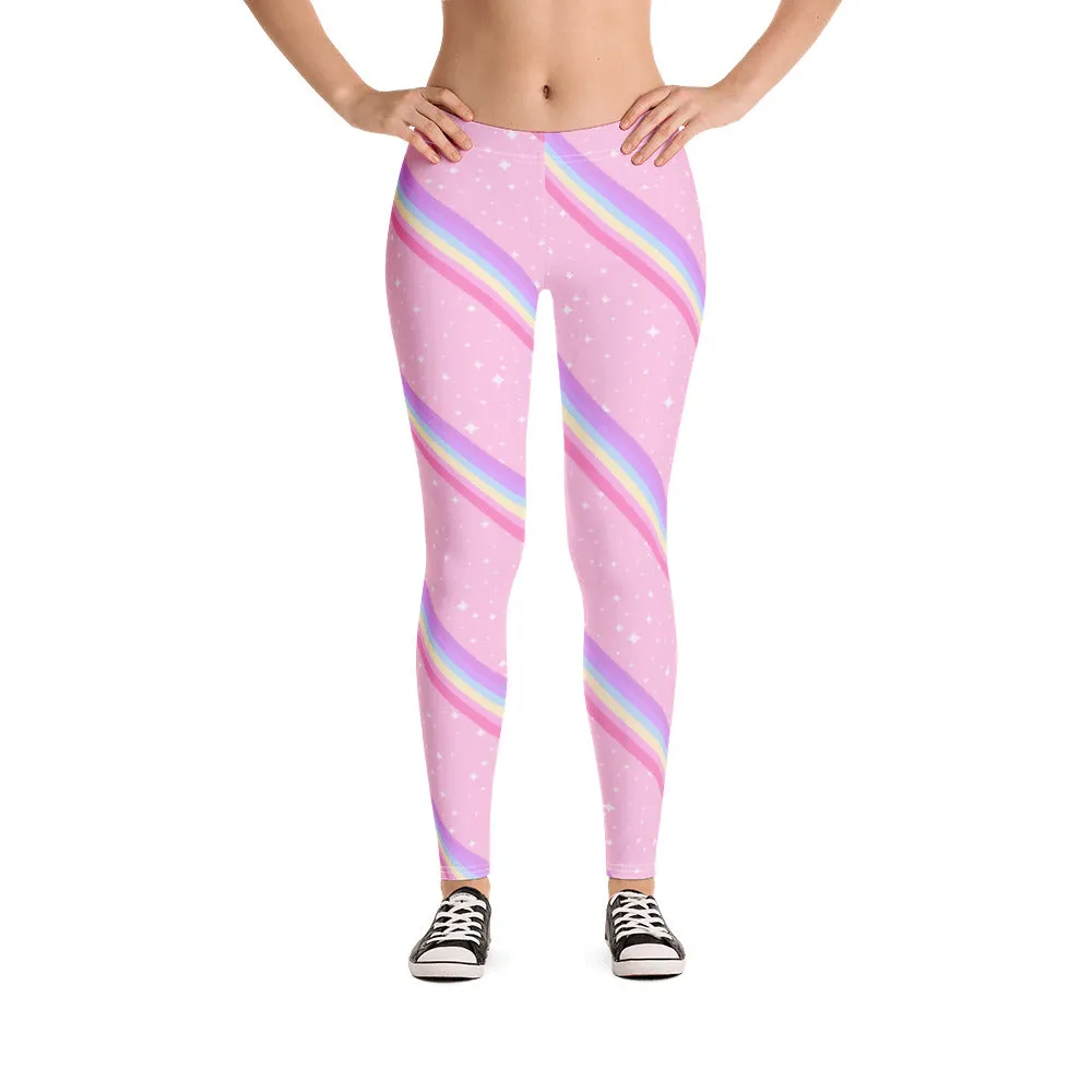 Kawaii Sparkle Cake Rainbow Beam Leggings