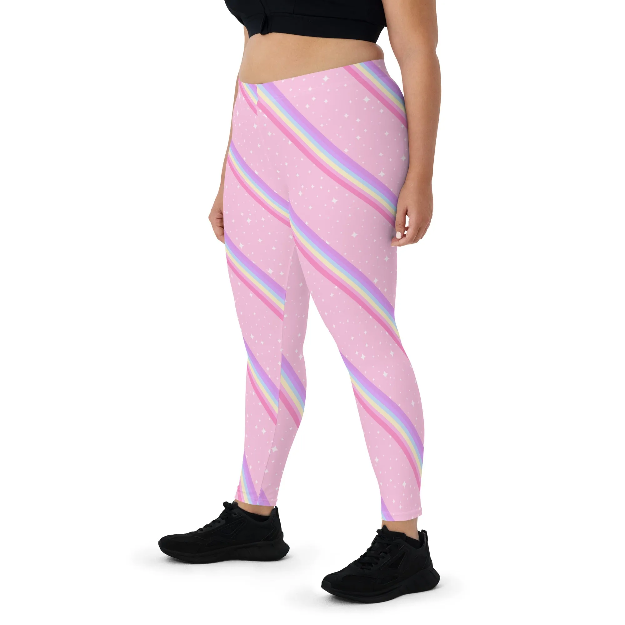 Kawaii Sparkle Cake Rainbow Beam Leggings