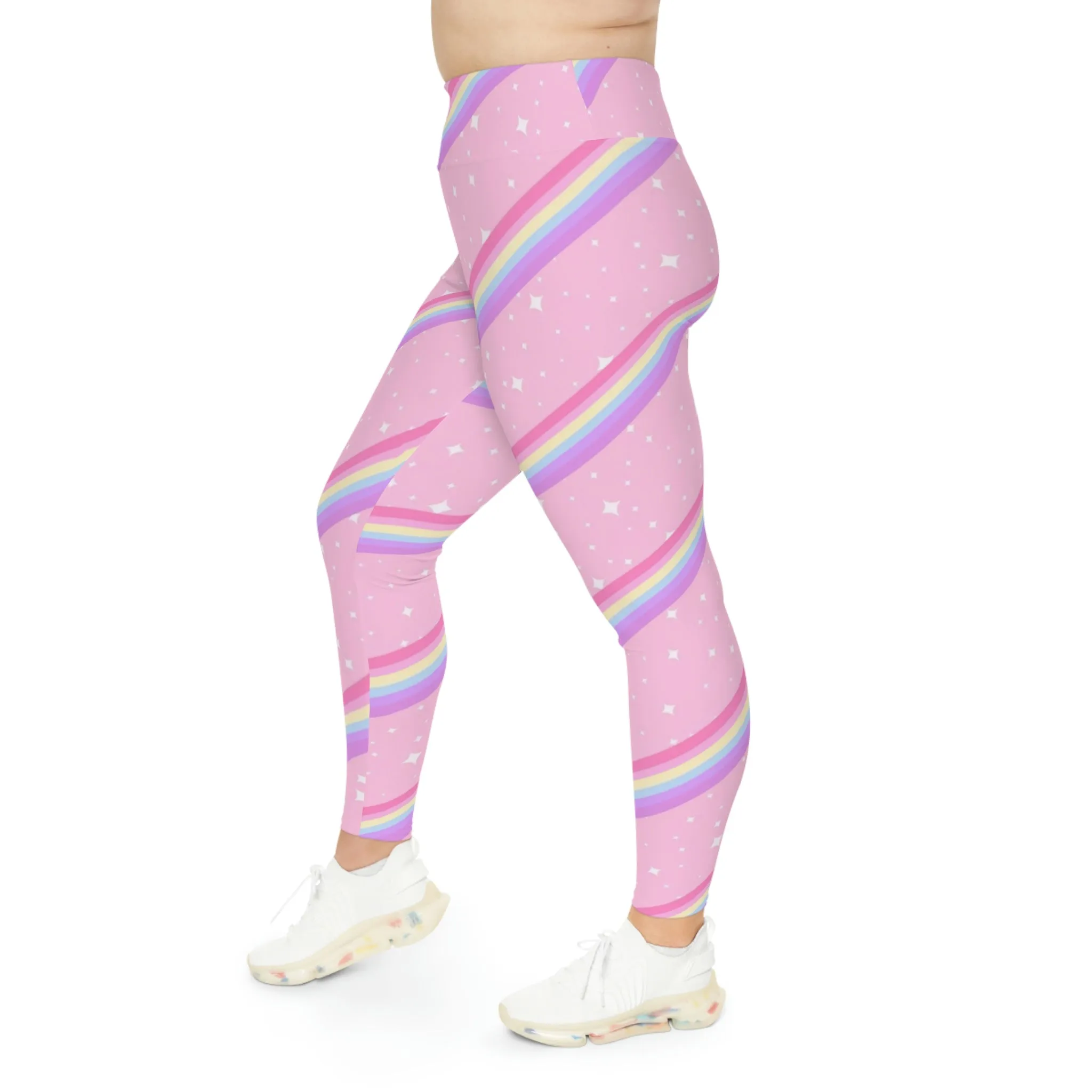 Kawaii Sparkle Cake Rainbow Beam Plus Size Leggings