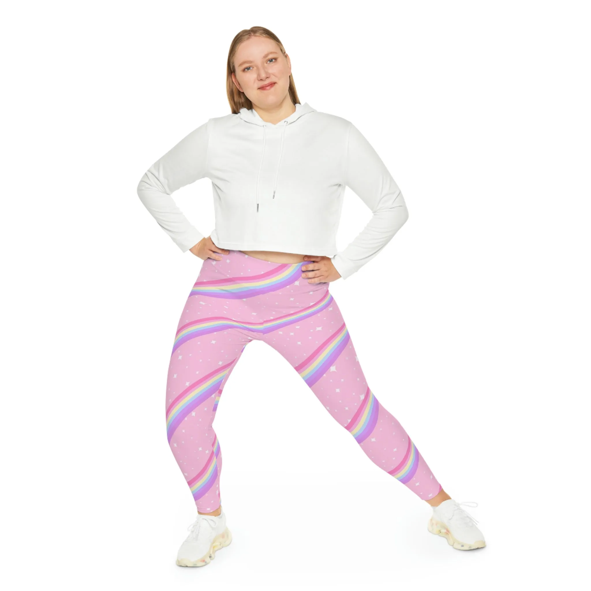 Kawaii Sparkle Cake Rainbow Beam Plus Size Leggings