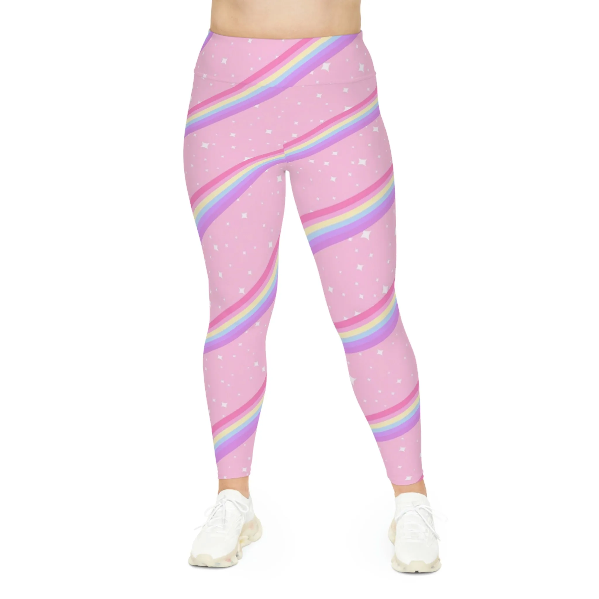 Kawaii Sparkle Cake Rainbow Beam Plus Size Leggings