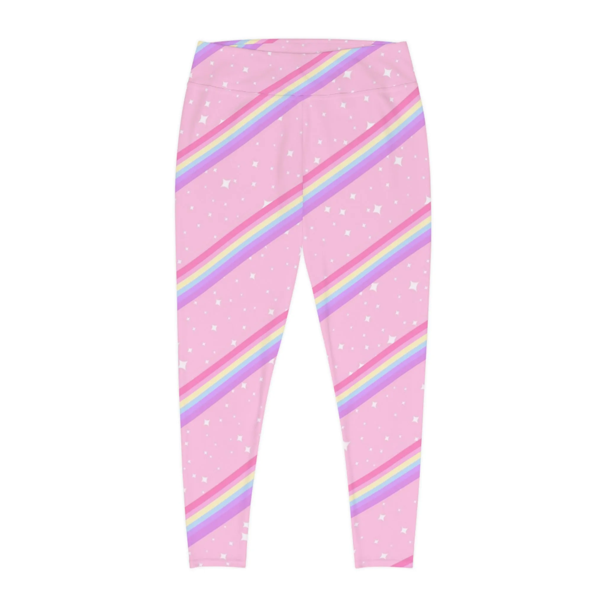 Kawaii Sparkle Cake Rainbow Beam Plus Size Leggings