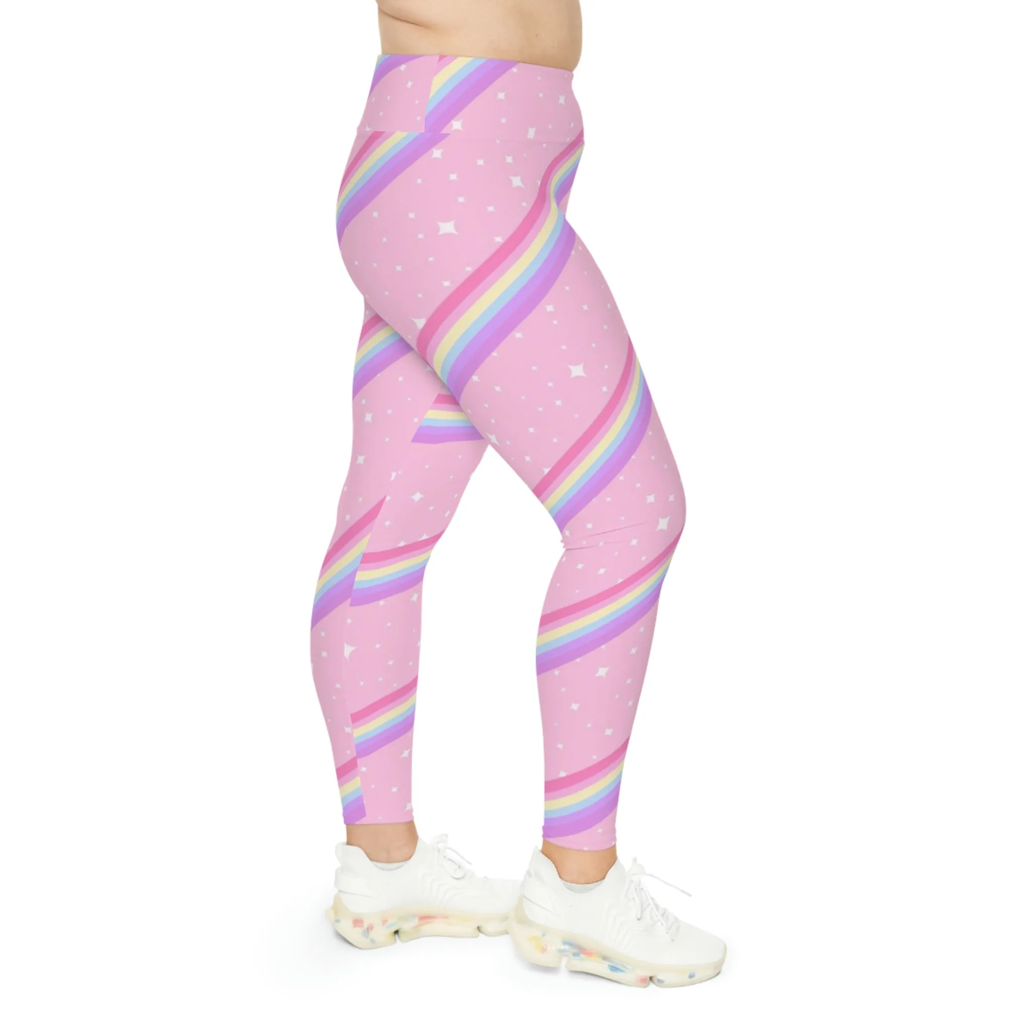 Kawaii Sparkle Cake Rainbow Beam Plus Size Leggings