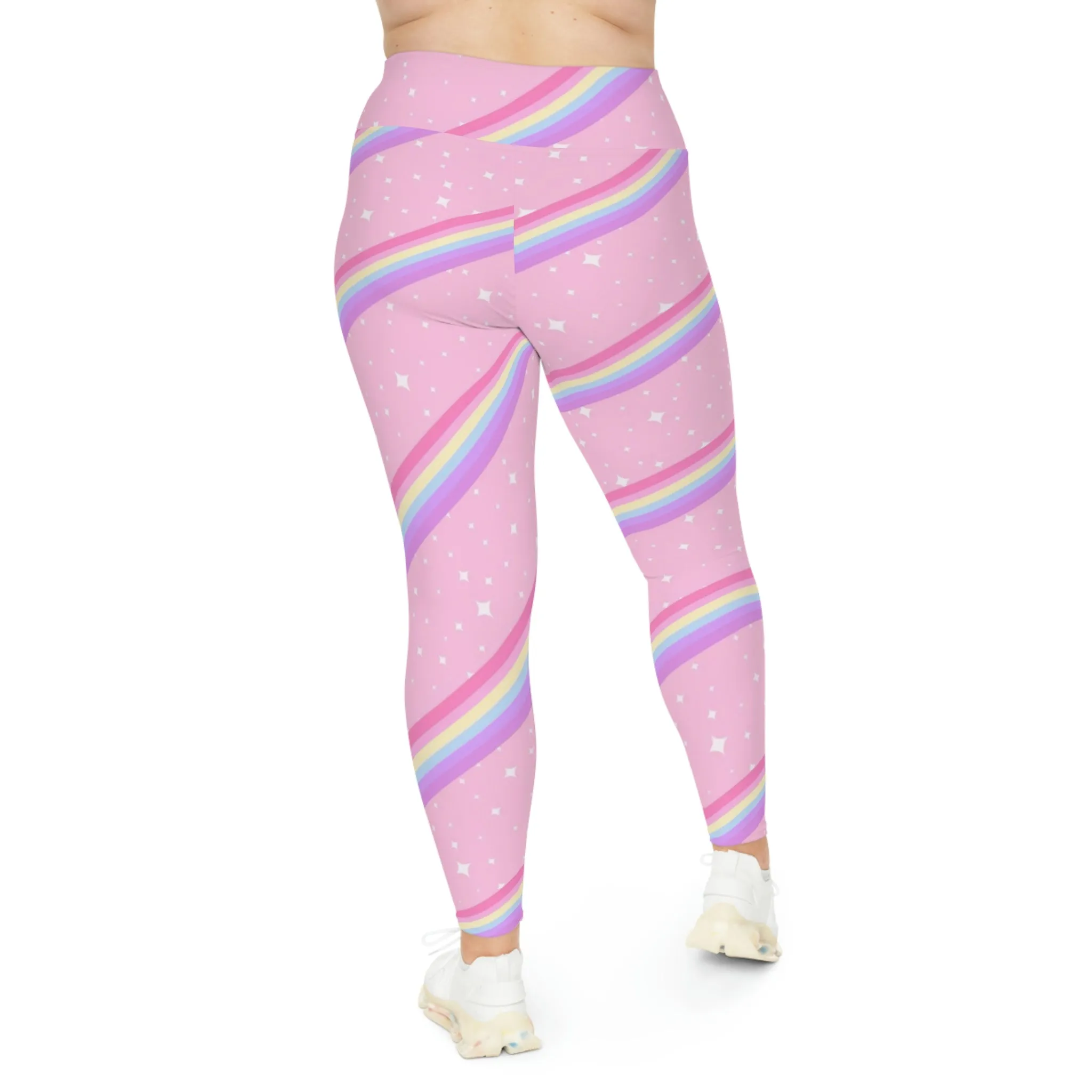 Kawaii Sparkle Cake Rainbow Beam Plus Size Leggings